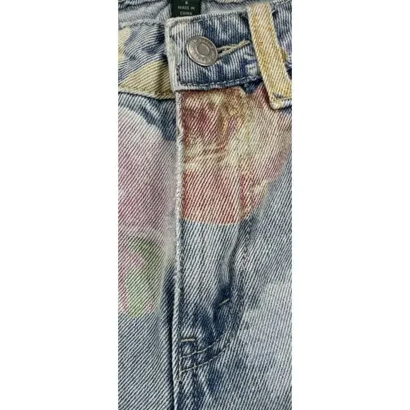 Wild Fable Jeans Women Sz 0 High Rise Light Wash Floral Pattern 90's Festival - Picture 8 of 12